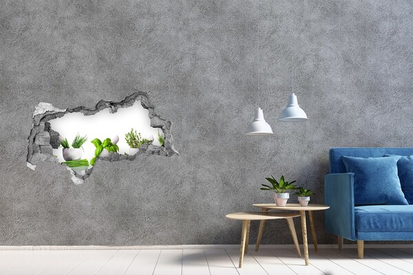 Hole in the wall sticker Green garden with herbs
