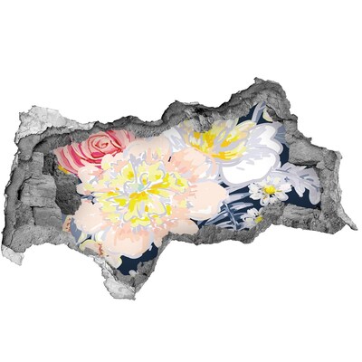 Hole wall sticker Flower garden behind the wall