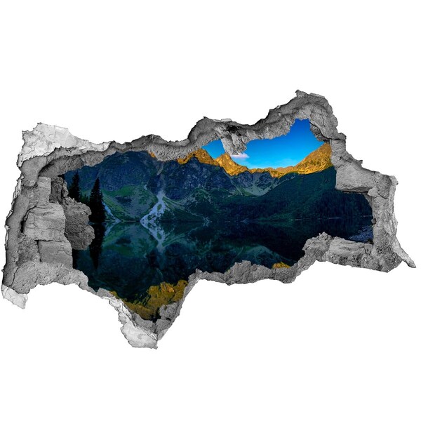 Hole wall sticker Mountain landscape with a lake