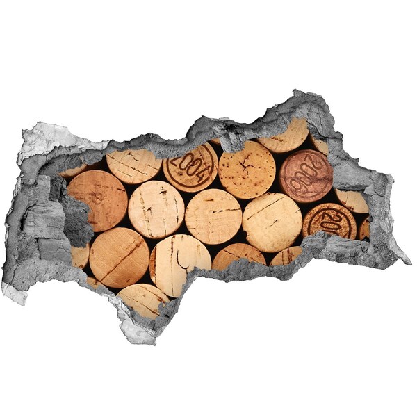 Hole in the wall sticker Wine corks behind the wall