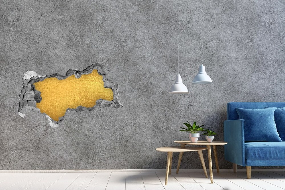 Hole wall sticker Golden foil background