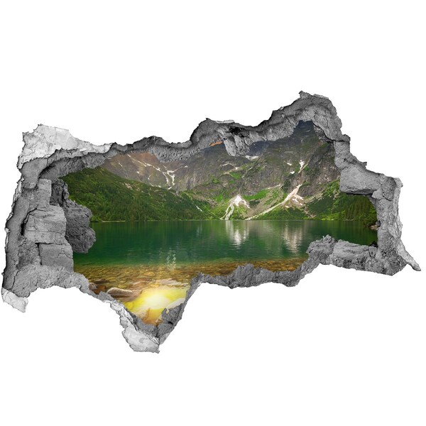 Hole wall sticker Mountain landscape by the lake