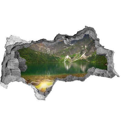 Hole wall sticker Mountain landscape by the lake
