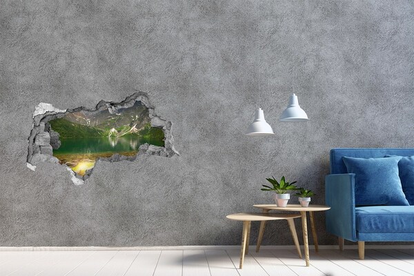 Hole wall sticker Mountain landscape by the lake