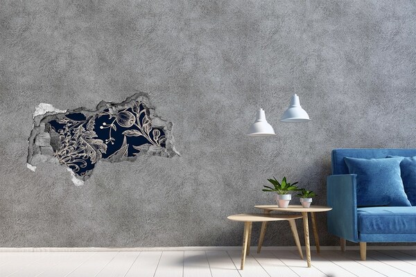 Hole wall sticker Flowers and birds