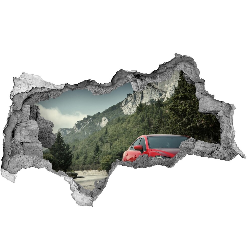 Hole in the wall decal Car in the mountains