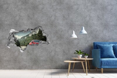 Hole in the wall decal Car in the mountains