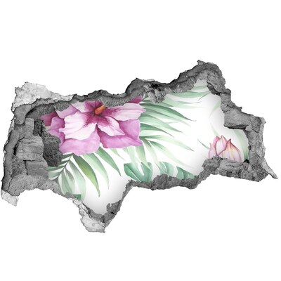 Hole in the wall decal Hawaiian flowers