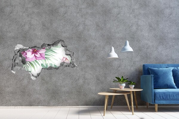 Hole in the wall decal Hawaiian flowers