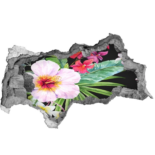 Hole in the wall sticker Hawaiian flowers