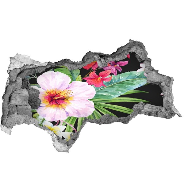 Hole in the wall sticker Tropical paradise with flowers