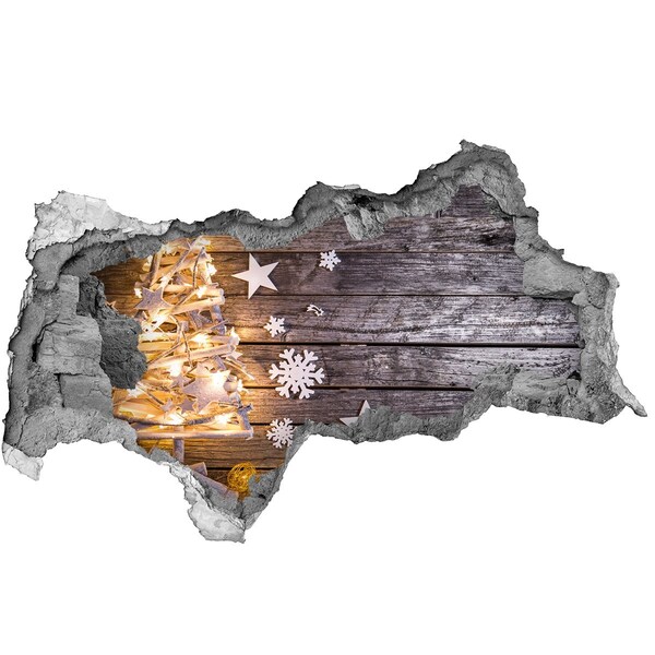 Hole wall sticker Winter landscape with Christmas decorations