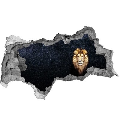 Hole in the wall sticker Lion against the backdrop of the stars