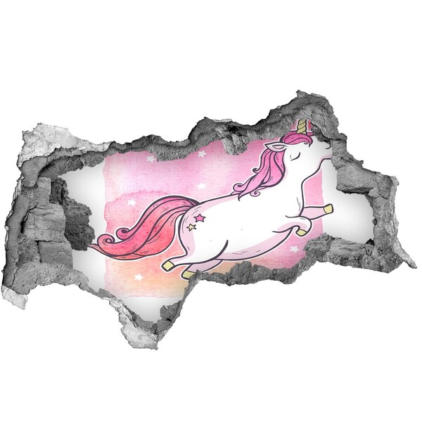 Hole wall sticker Unicorn in a jump
