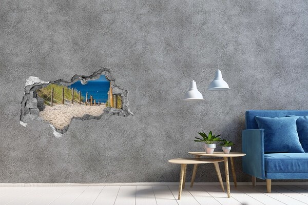 Hole in the wall sticker Tropical beach with sea view