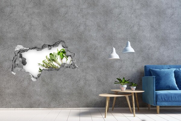 Hole wall sticker Herb garden in concrete