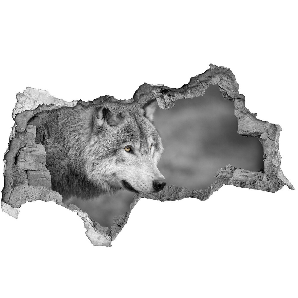 Hole wall sticker Gray wolf