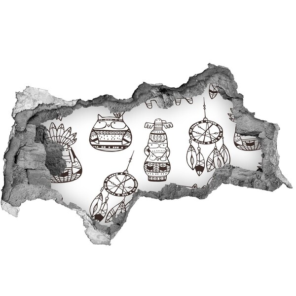 Hole wall sticker Ethnic patterns on the wall background