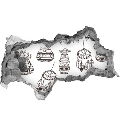 Hole wall sticker Ethnic patterns on the wall background