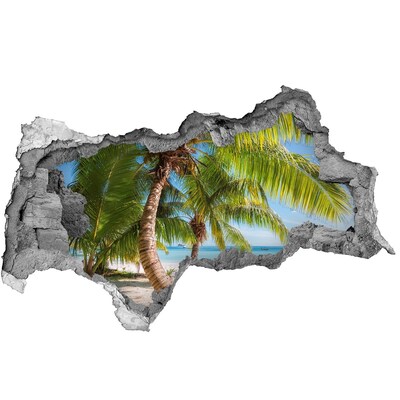 Hole in the wall sticker Tropical beach with palm trees