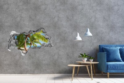 Hole in the wall sticker Tropical beach with palm trees
