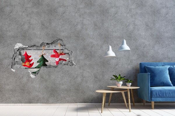 Hole in the wall sticker Decorations on a string