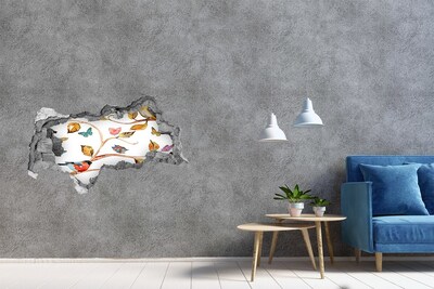 Hole wall sticker Birds and butterflies