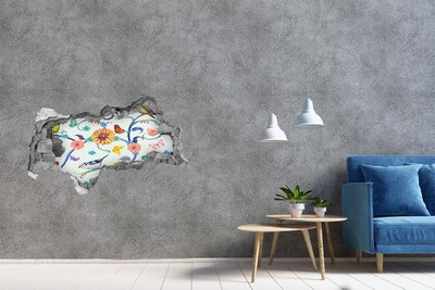 Hole in the wall decal A flower paradise behind the hole