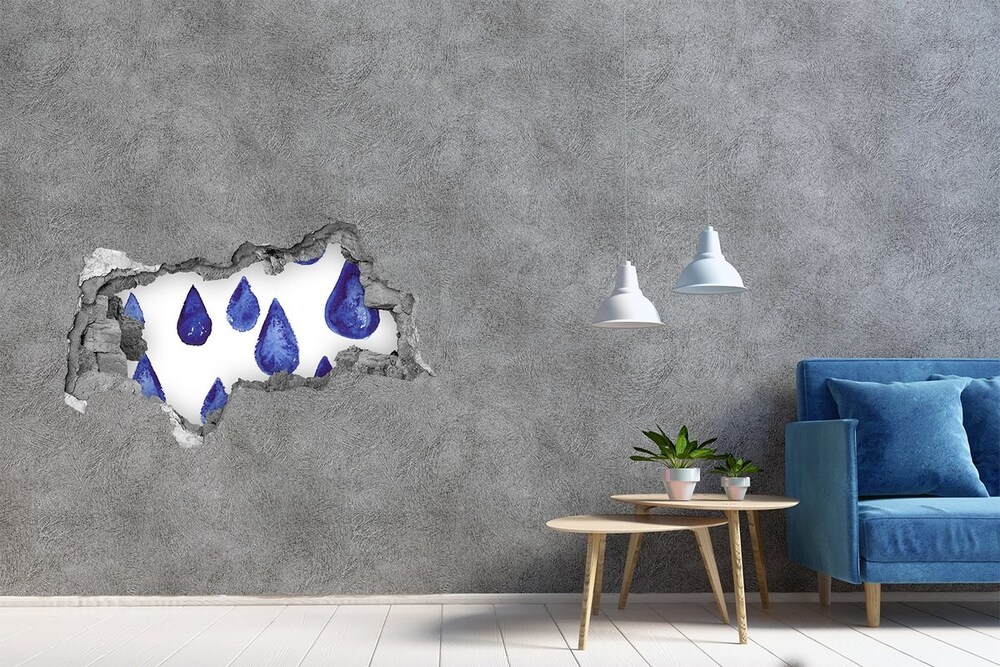 Hole wall sticker Blue drops