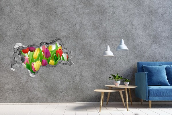 Hole wall sticker Colorful tulips