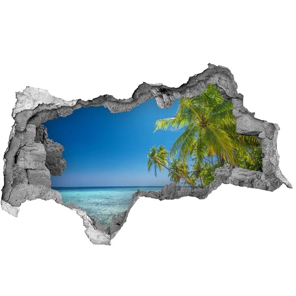 Hole in the wall decal Tropical beach with palm trees