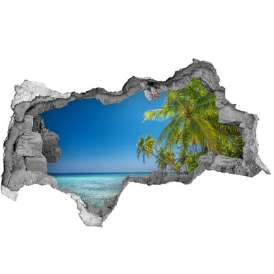 Hole in the wall decal Tropical beach with palm trees