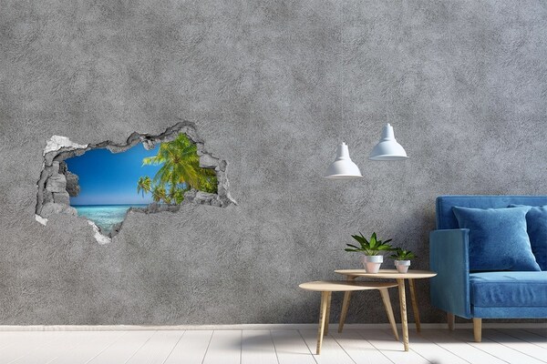 Hole in the wall decal Tropical beach with palm trees