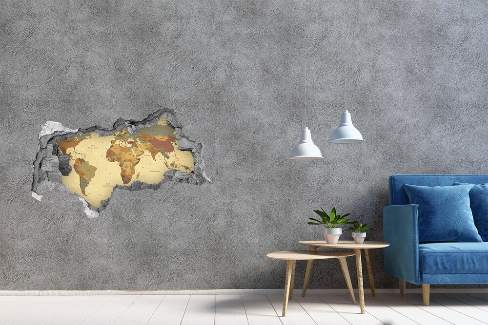 Hole in the wall sticker Political map