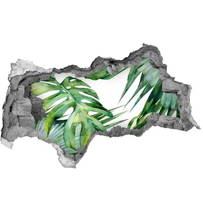 Hole in the wall decal Tropical leaves