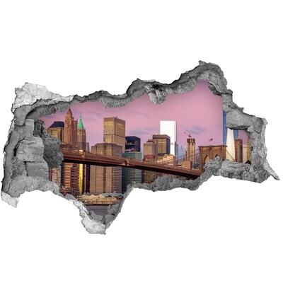 Hole in the wall sticker View of the Brooklyn Bridge in New York