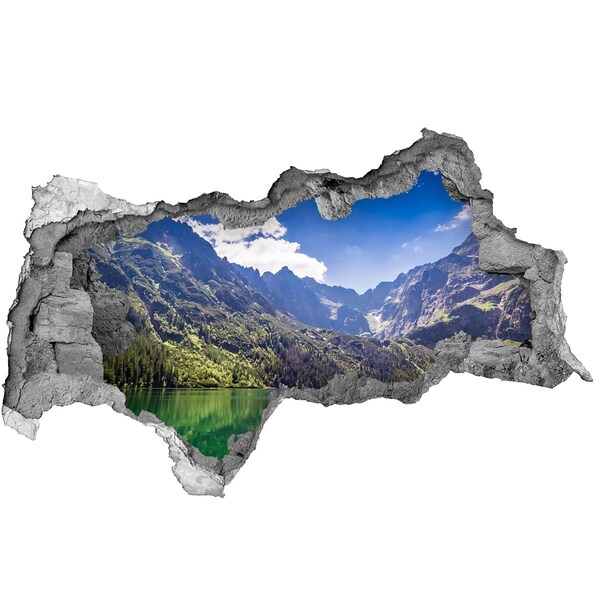 Hole wall sticker Mountain landscape by the lake