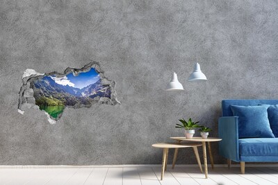 Hole wall sticker Mountain landscape by the lake
