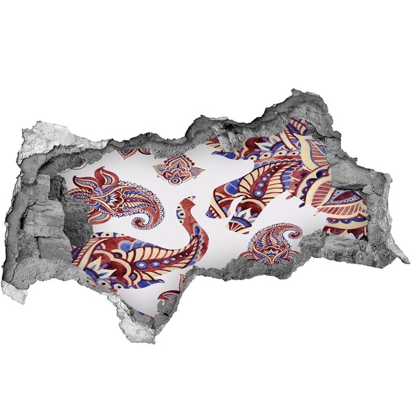 Hole wall sticker Colorful patterns in a hole in the wall