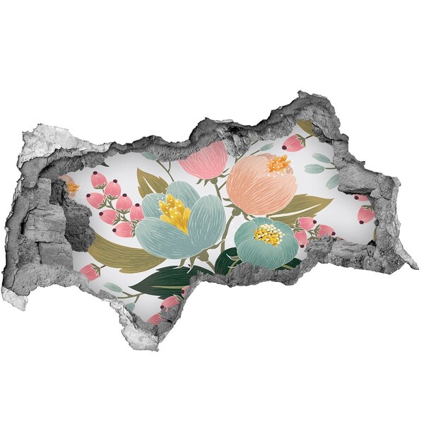 Hole in the wall decal Floral mural in a damaged wall