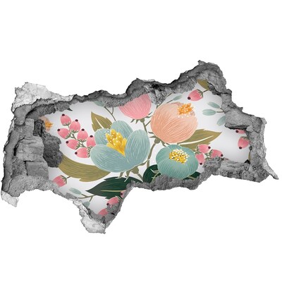 Hole in the wall decal Floral mural in a damaged wall