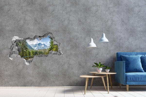 Hole in the wall decal Mountain landscape behind the hole in the wall