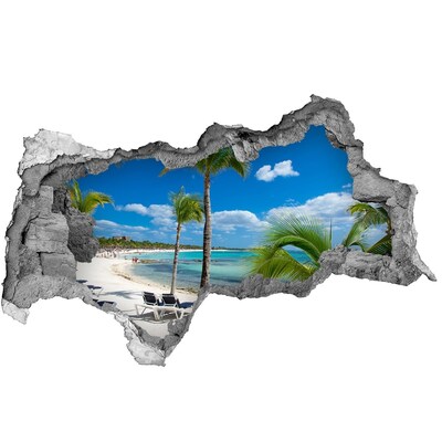 Hole in the wall sticker Paradise beach with palm trees