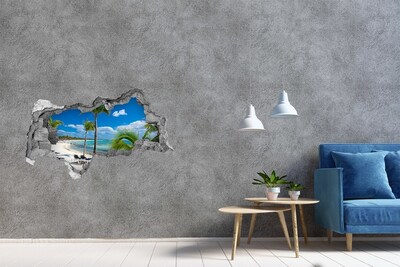 Hole in the wall sticker Paradise beach with palm trees