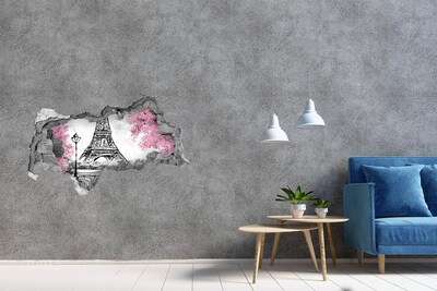 Hole wall sticker The Eiffel Tower in Paris