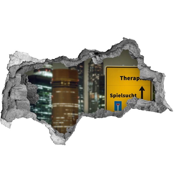 Hole in the wall decal City at night with therapeutic signage