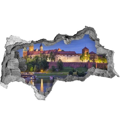 Hole in the wall decal A castle by the river in the night scenery