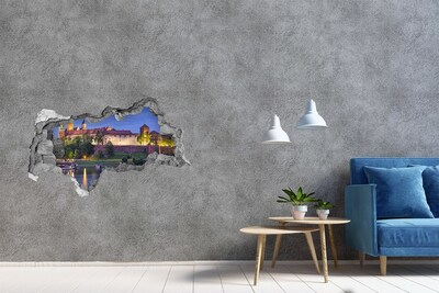 Hole in the wall decal A castle by the river in the night scenery