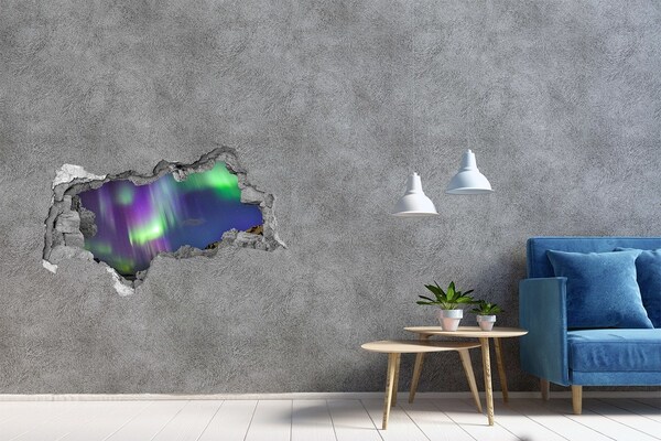 Hole wall sticker Aurora Borealis over the mountains