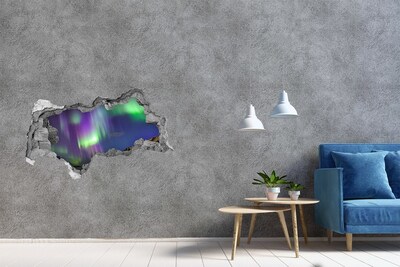 Hole wall sticker Aurora Borealis over the mountains